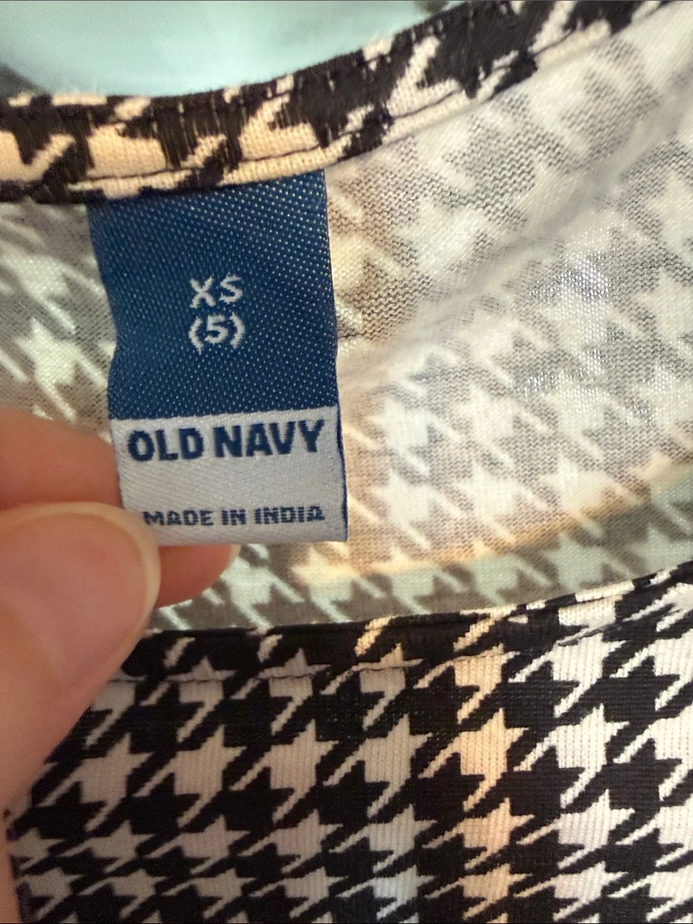 Old Navy Kid Black White Houndstooth Long Sleeve Fit Flare Pocket Dress XS 5 NWT